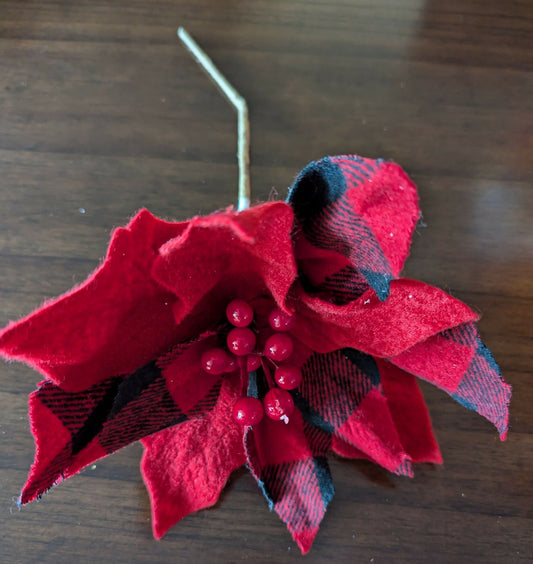Plaid felt poinsettia pick 6.99 6