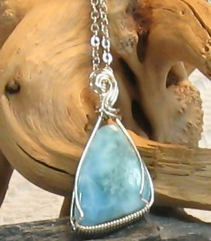 Larimar Argentium Sterling Silver Necklace