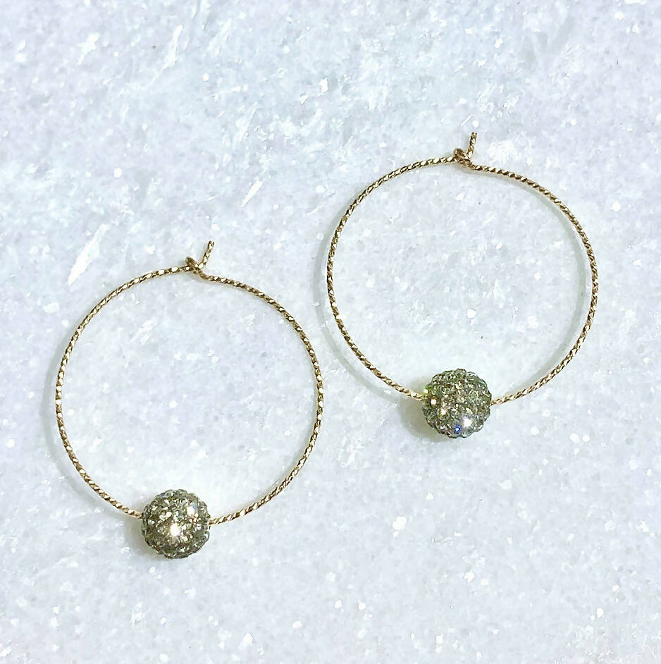 GF Sparkle Hoops/Bk Diamond Pave' Ball EST052-GF