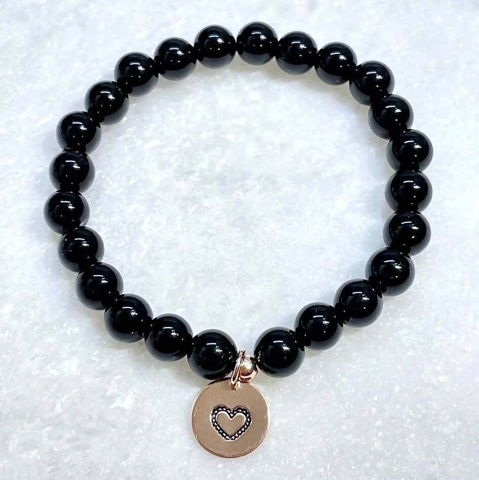 Black Onyx & HS Heart Dangle B156-RG