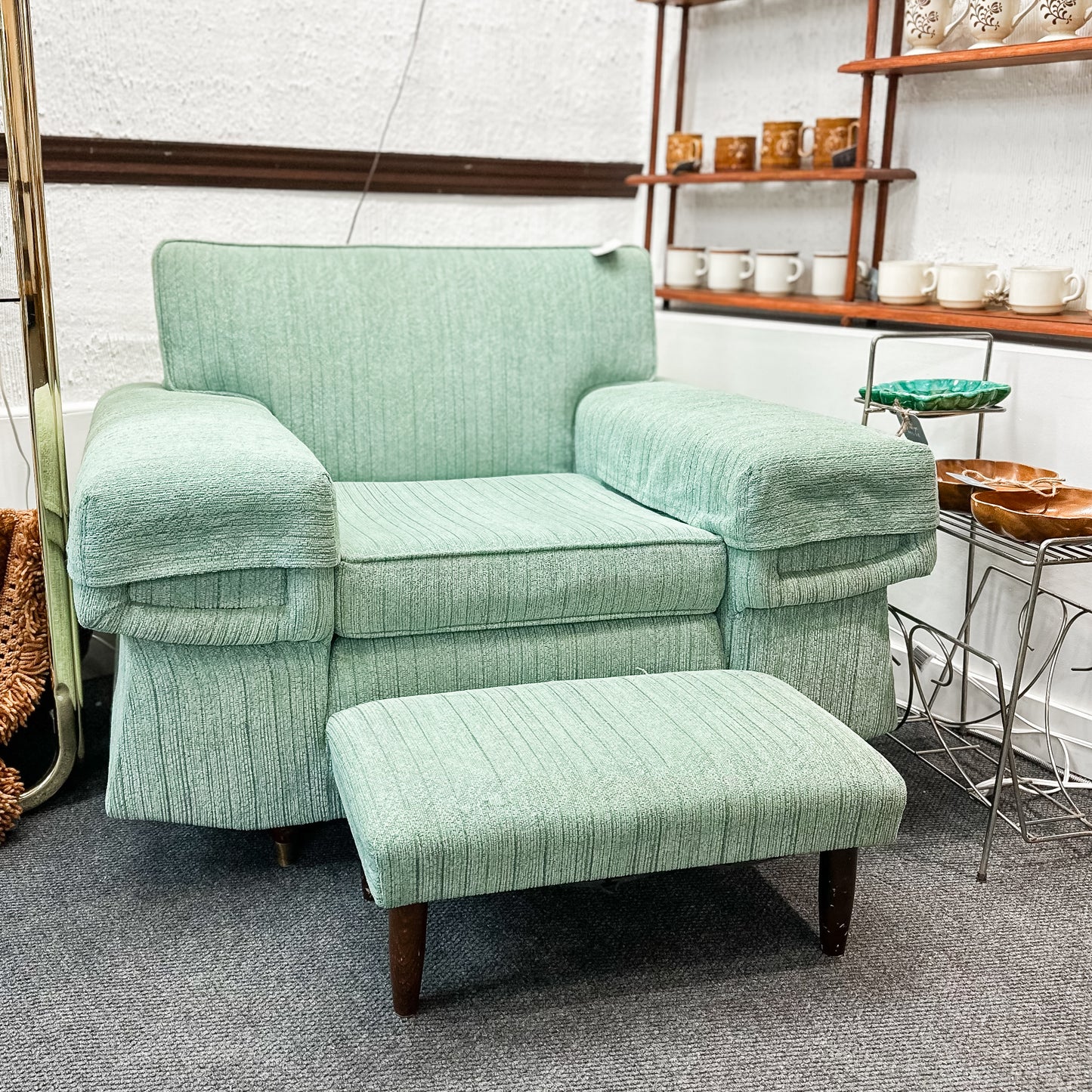 Seafoam Oversized Armchair & Footstool