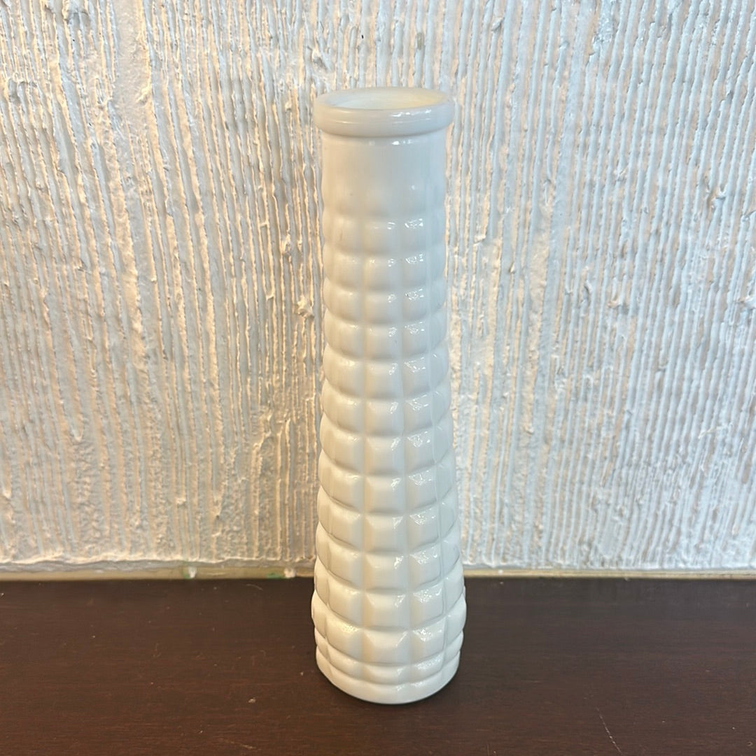 Tetris Milk Glass Bud Vase