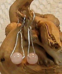 Rose Quartz Argentium Sterling Silver Earrings