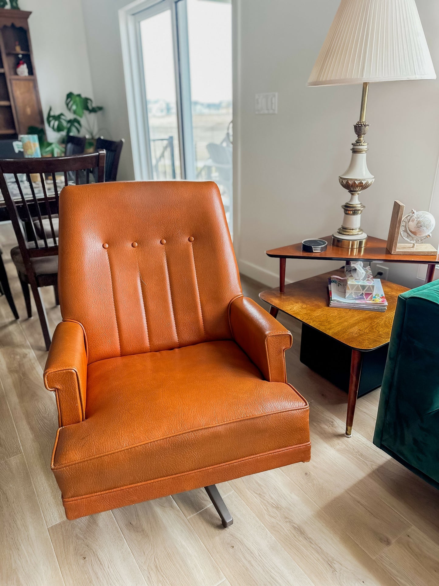 Mid-Century Vegan Leather Swivel Rocker