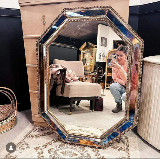 Hex Panelled Oil Rubbed Octagonal Mirror