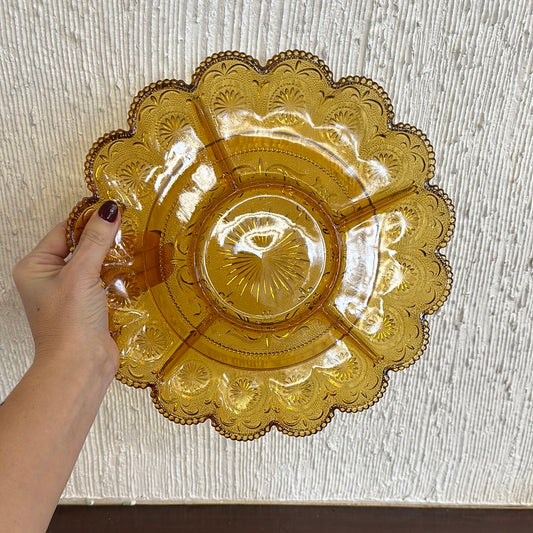 Amber Glass Sectioned Plate