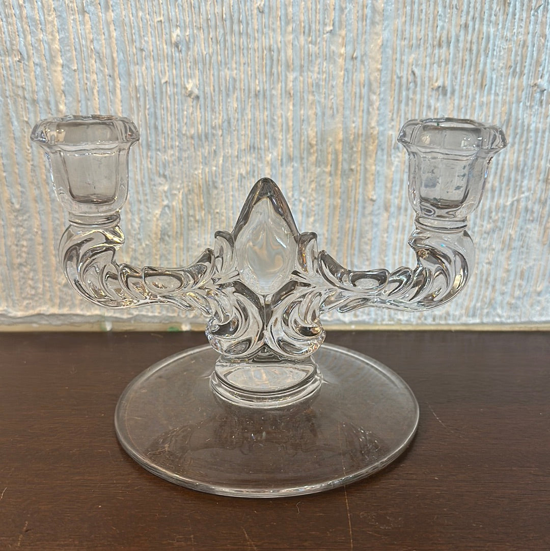 Pressed Glass twist detail Duo Candelabra