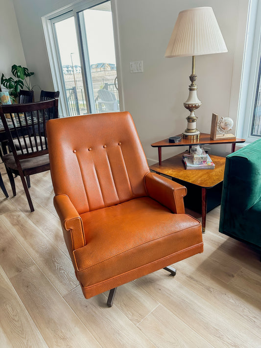 Mid-Century Vegan Leather Swivel Rocker