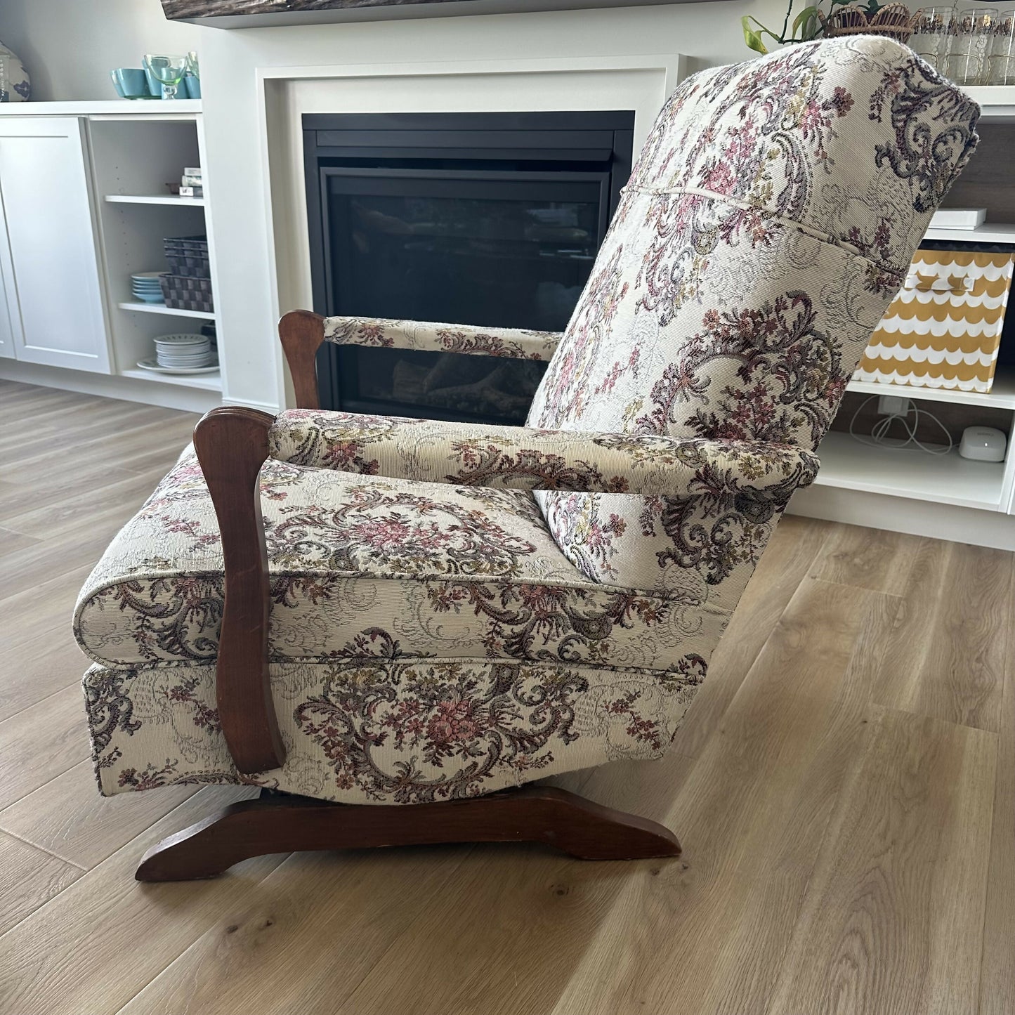 Floral Embroidered Rocking Chair