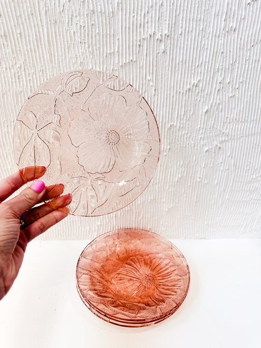 Pink Depression Floral Side Plates