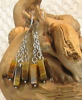 Tiger Eye Argentium Sterling silver Earrings