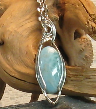 Larimar Argentium Sterling Silver Necklace