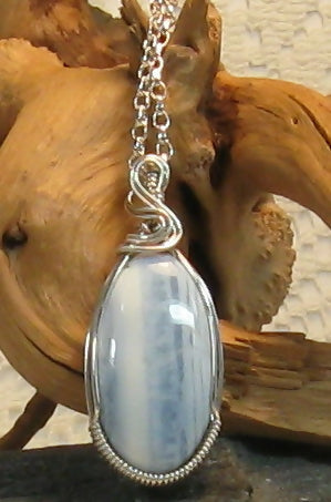 Blue Oregon Opal Argentium Sterling silver Necklace