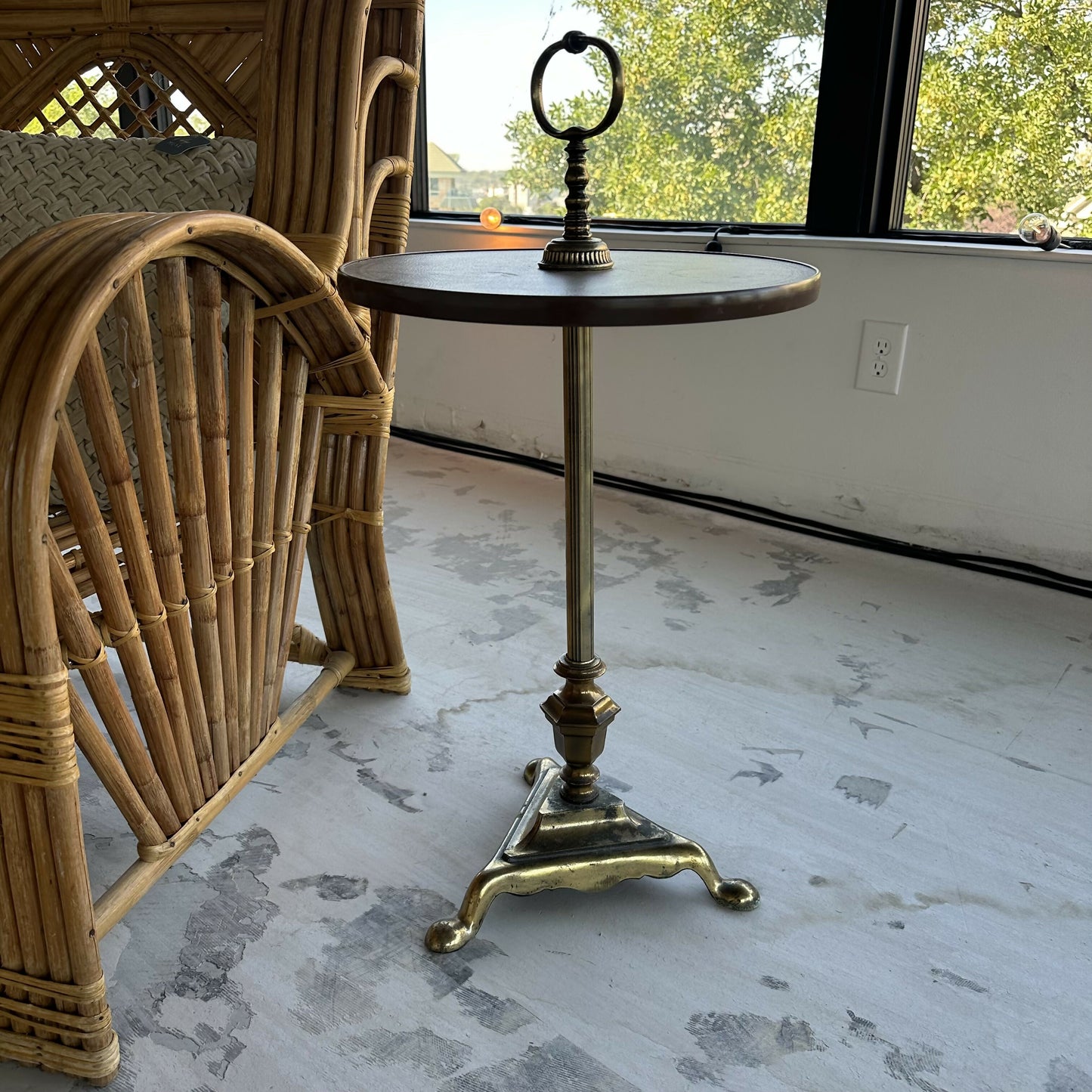 Bronze & Vegan Leather-Bound Side Table