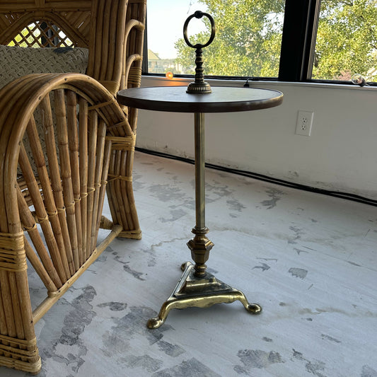 Bronze & Vegan Leather-Bound Side Table