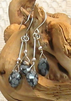 Snowflake Obsidian Argentium Sterling Silver Earrings