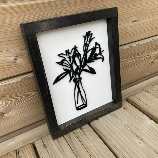 Lilies In Vase 3D Sign