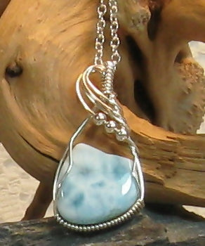 Larimar Argentium Sterling silver Necklace