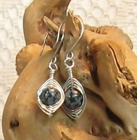 Snowflake Obsidian Argentium Sterling Silver Earrings