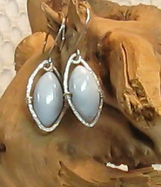 Blue Oregon Opal Argentium Sterling Silver Earrings