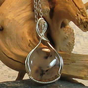 Tiger Dendritic Agate Argentium Sterling Silver Necklace