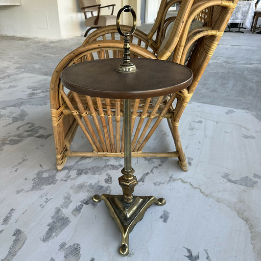 Bronze & Vegan Leather-Bound Side Table