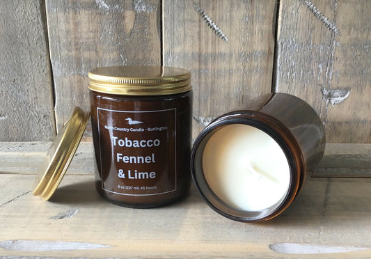 Tobacco, Fennel & Lime - 8 oz Amber Jar Candle