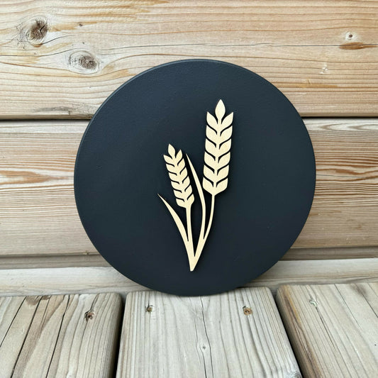 Wheat Round Wood - 8in - Black