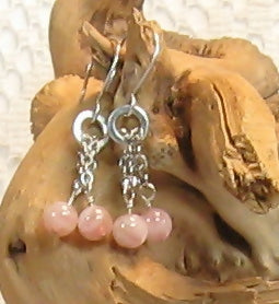 Rose Quartz Argentium Sterling Silver Earrings