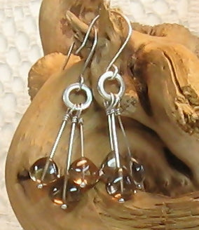 Smoky Quartz Argentium Sterling Silver Earrings