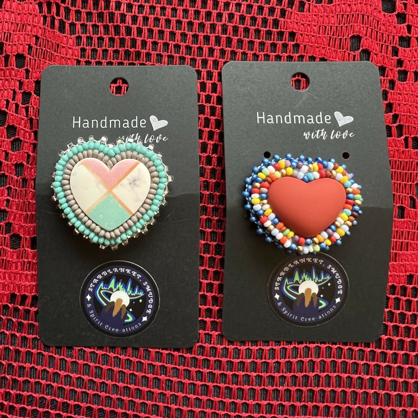 Small Beaded Heart Pins