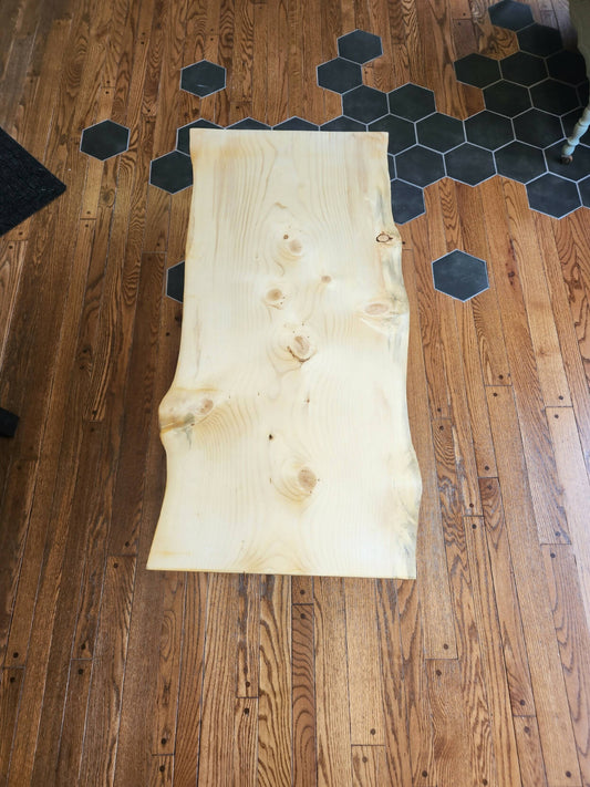 Live edge coffee table with hairpin legs