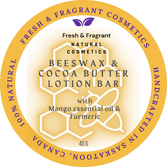 Cocoa butter and Beeswax Lotion Bar with Mango Essential Oil