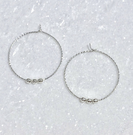 SS Sparkle Hoop Earrings/SS Beads EST-208-SS