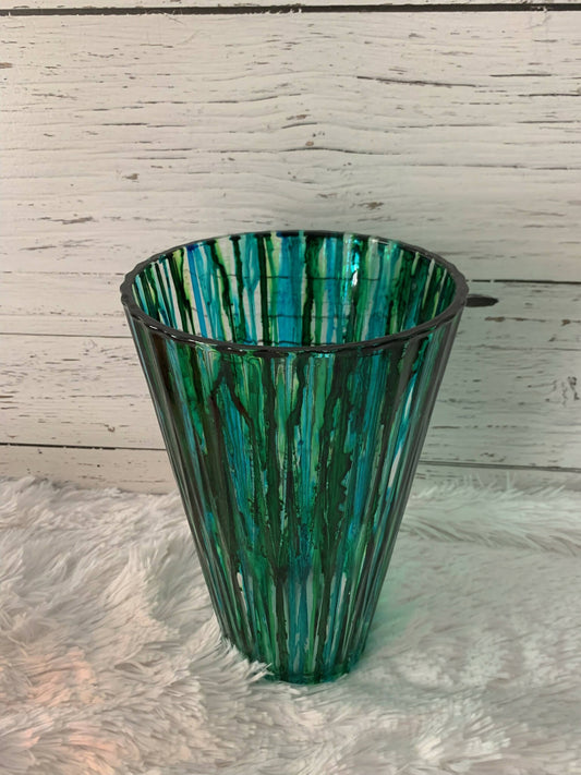 DECORATIVE VASE, BLUE, GREEN, AQUA