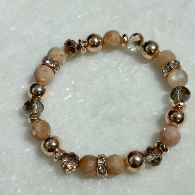 Sunstone & Rose Gold Hematite St Bracelet B175-RG