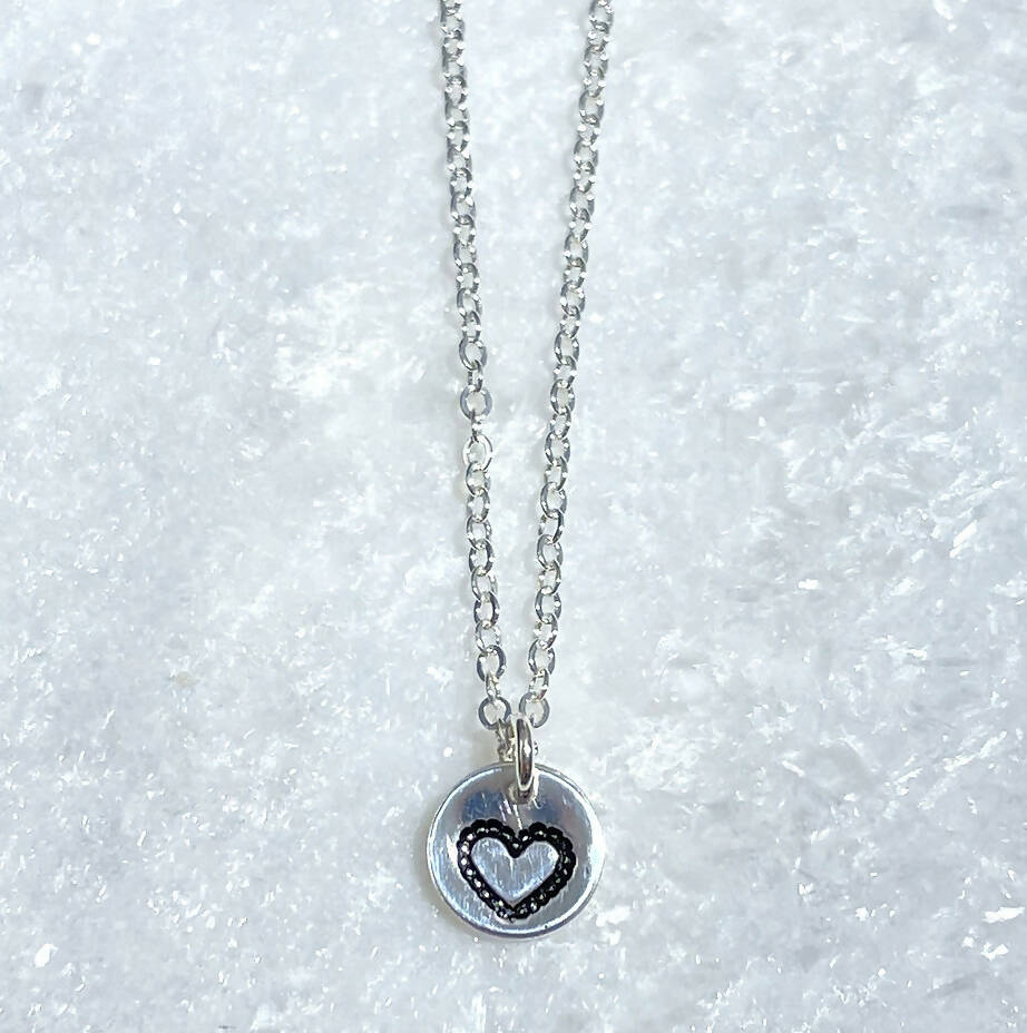 Kids SS Hand Stamped Heart Necklace NS209-SS