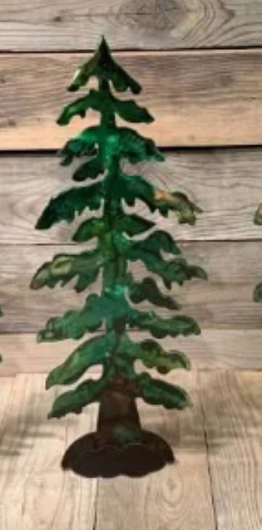 Handpainted Decor Tree - Green/Snowy