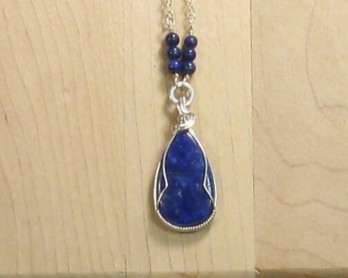 EXTRA LONG Lapis Lazuli Argentium Sterling Silver Necklace