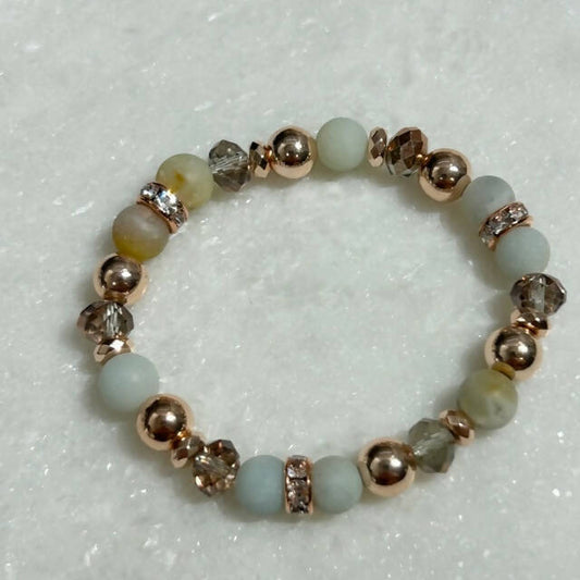 Amazonite & Rose Gold Hematite St Bracelet B120-RG