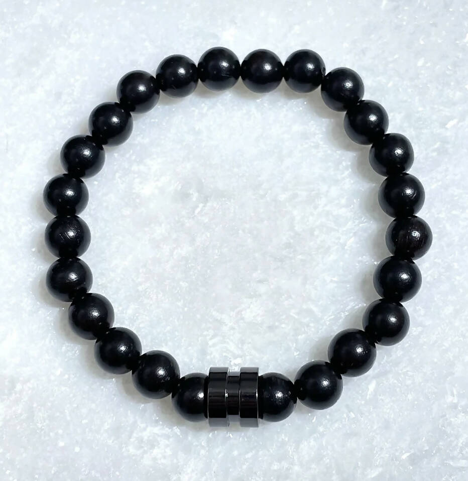 Men's Black Sandlewood & Black Column St Bracelet B419-SS