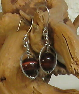 Red Tiger Eye Argentium(R) Sterling Silver Earrings