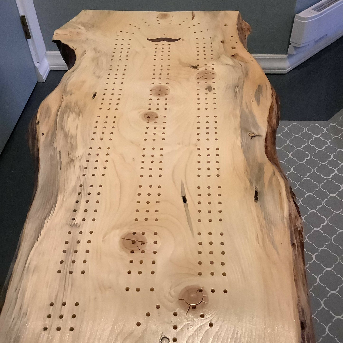 Live edge crib board coffee table