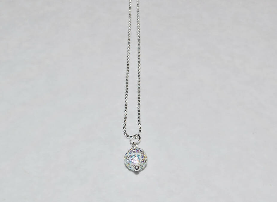 Aurora Borealis Pave' Ball Necklace NS079-SS