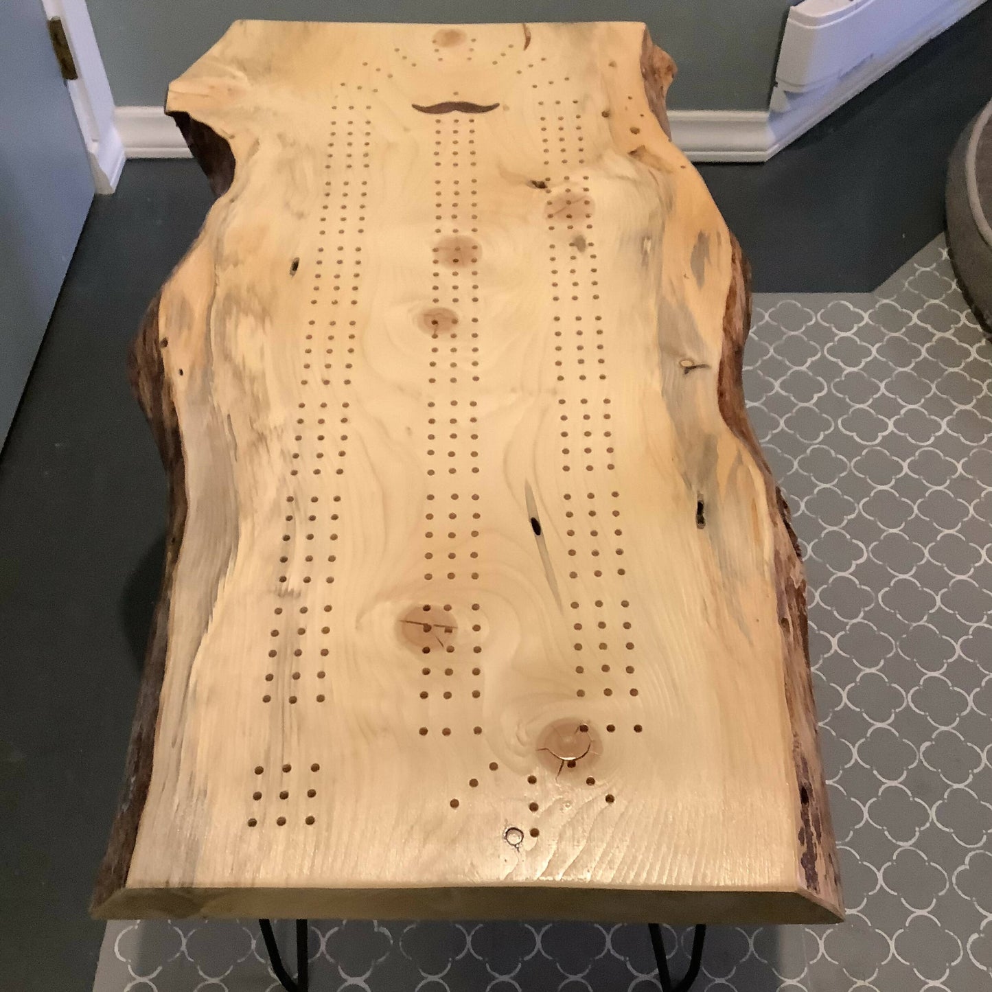 Live edge crib board coffee table