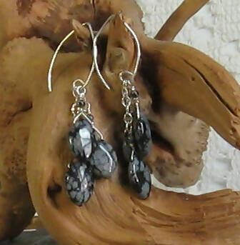 Snowflake Obsidian Argentium(R) Sterling Silver Earrings