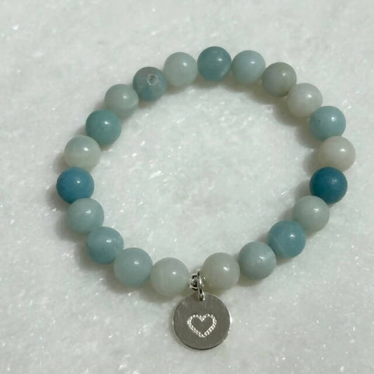 Amazonite & HS Heart Dangle B411-SS