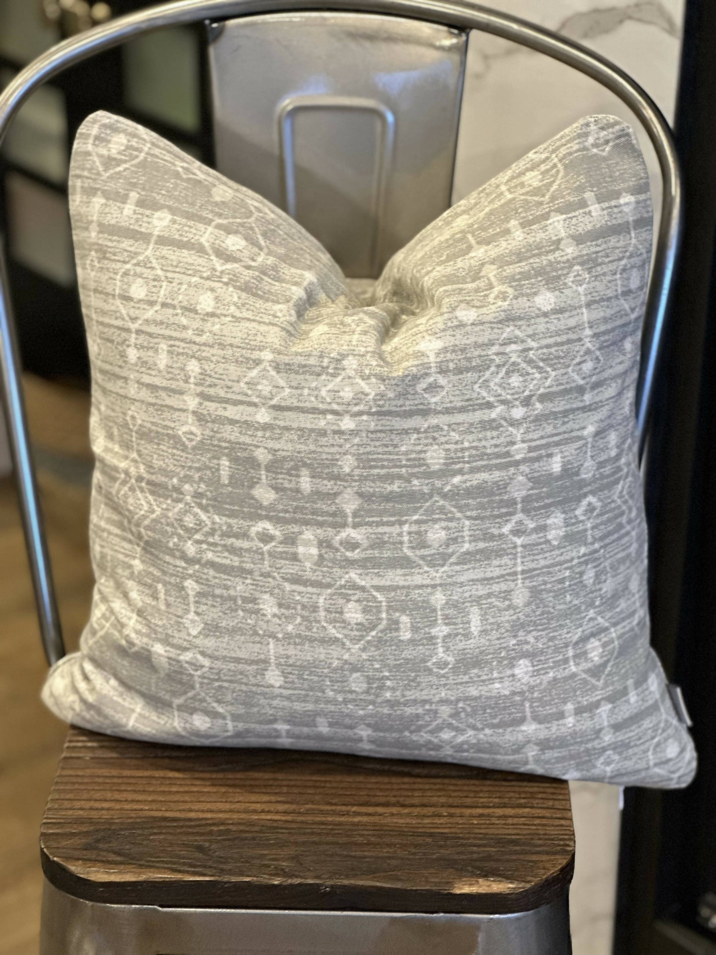 18" x 18" Grey Boho Pillow