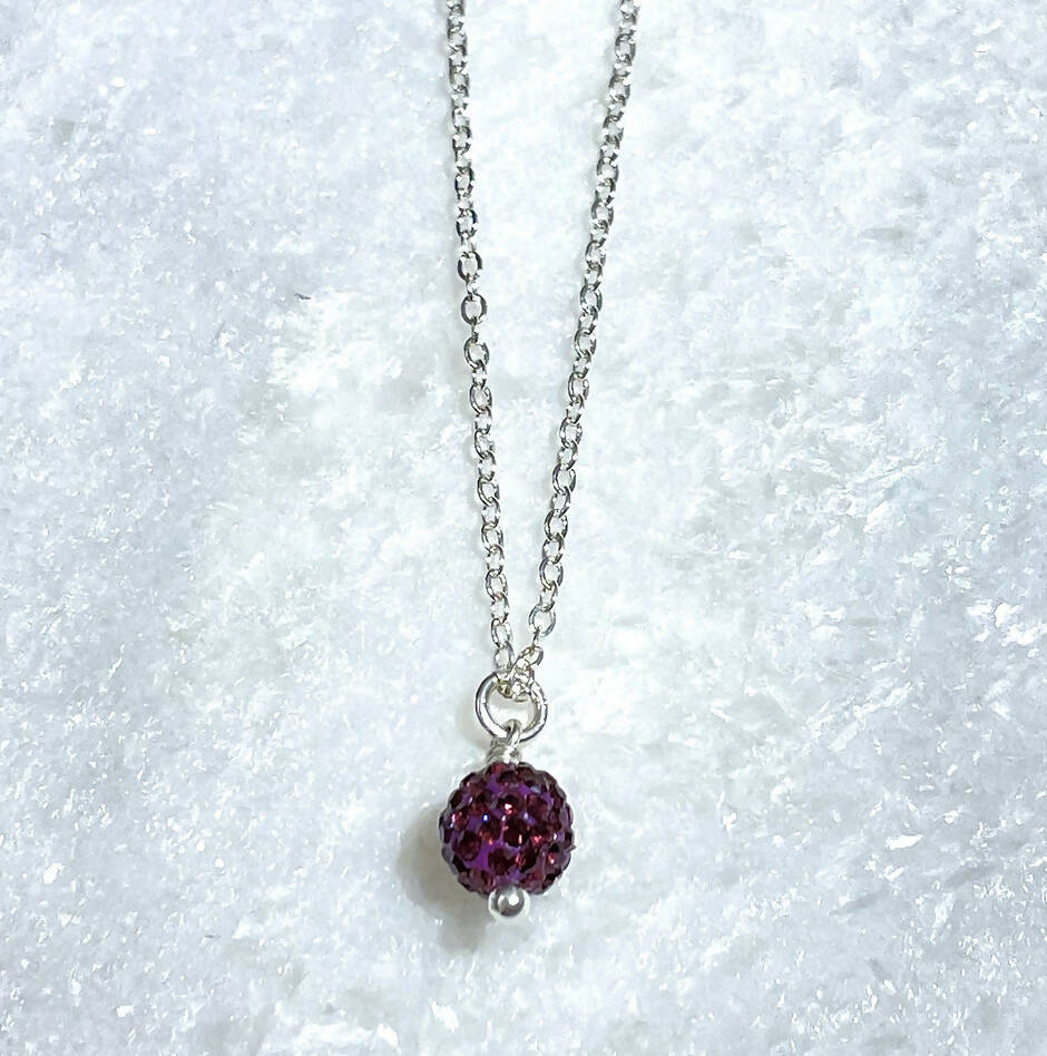 Kids Amethyst Pave' Ball Necklace NS132-SS