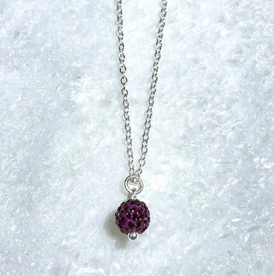 Kids Amethyst Pave' Ball Necklace NS132-SS